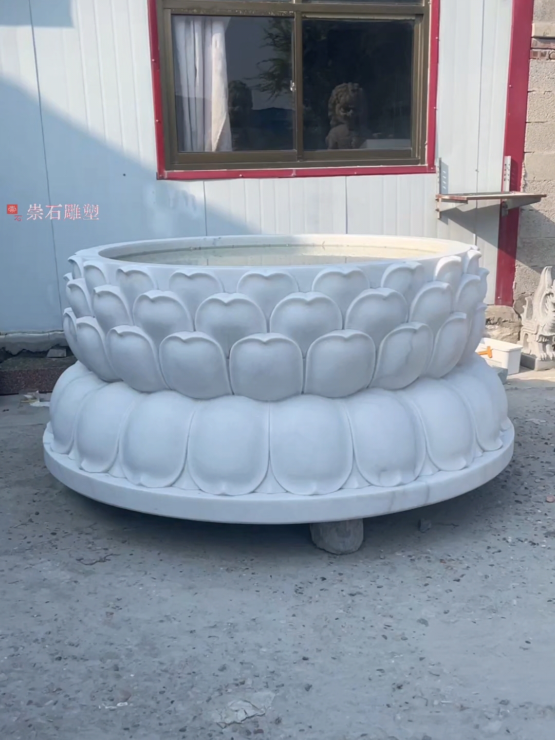 汉白玉莲台#石雕莲花瓣底座#莲花底座