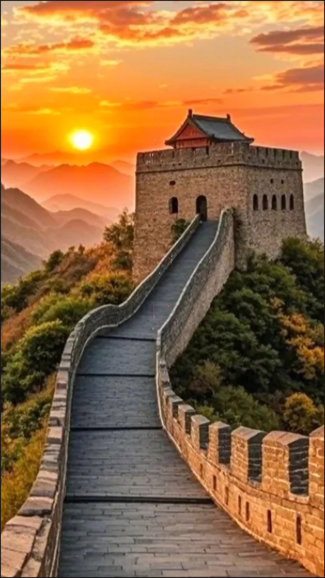 长城日出映辉煌瑞气千条绕紫光龙蟠凤翥呈祥瑞云蒸霞蔚绘锦装