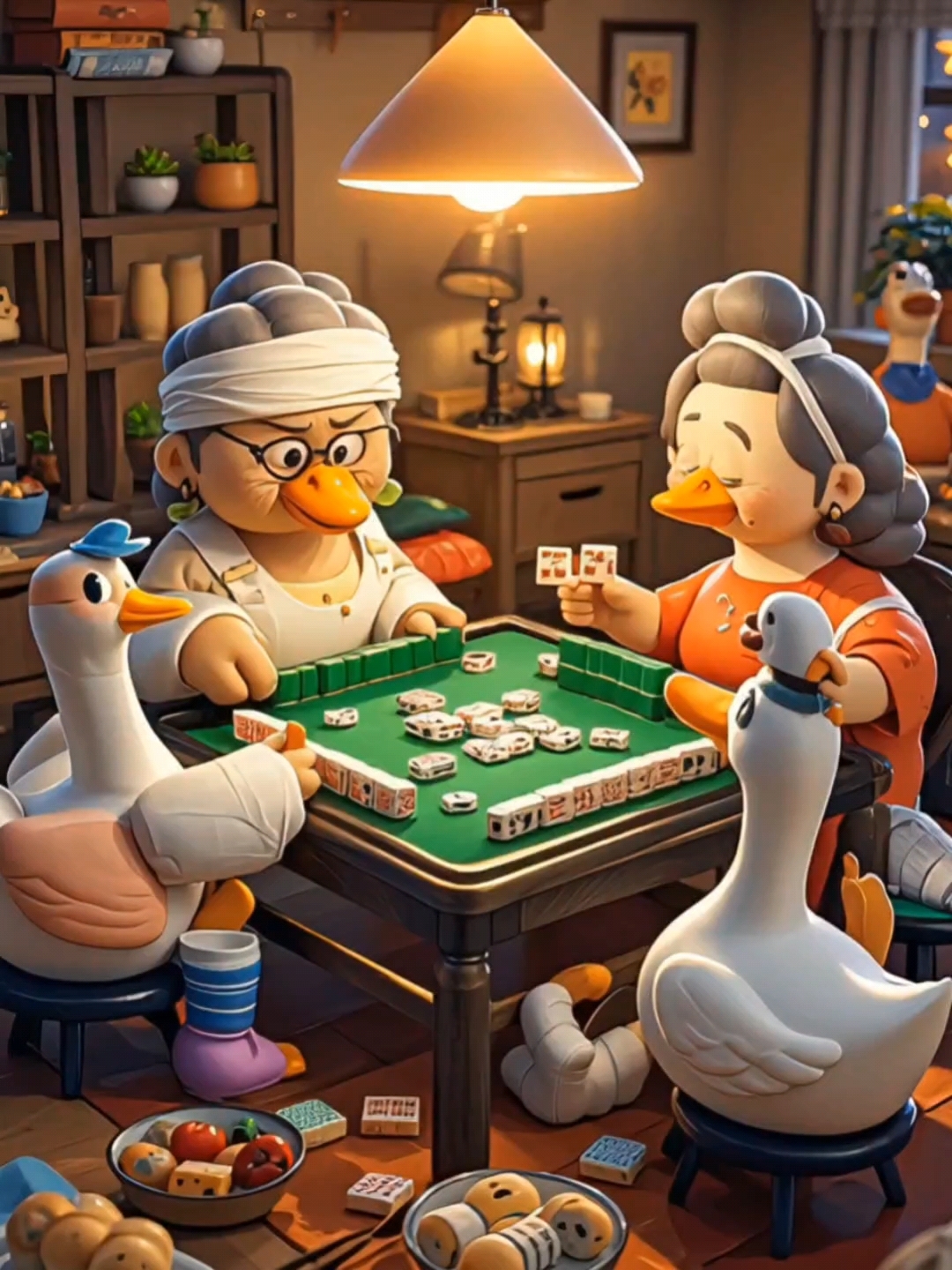 四只呆头鹅打麻将