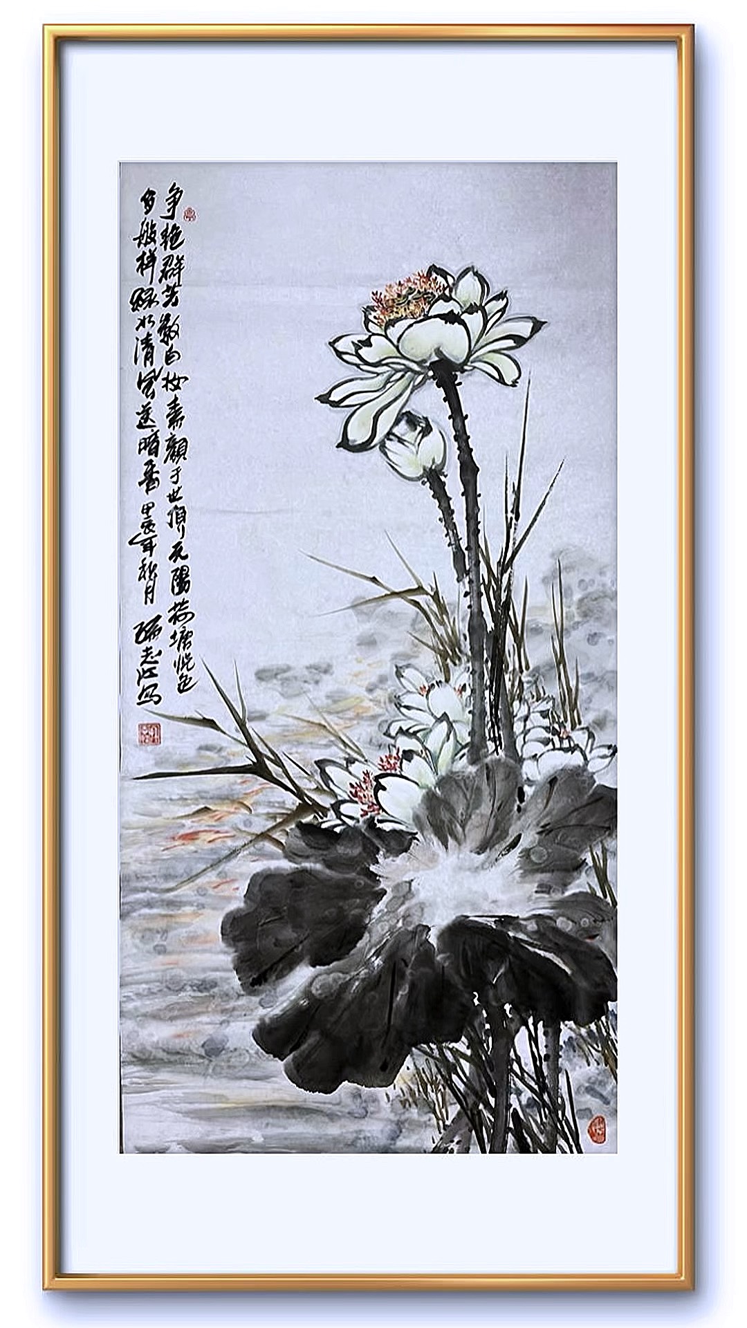 国画荷花作品题款内容图片