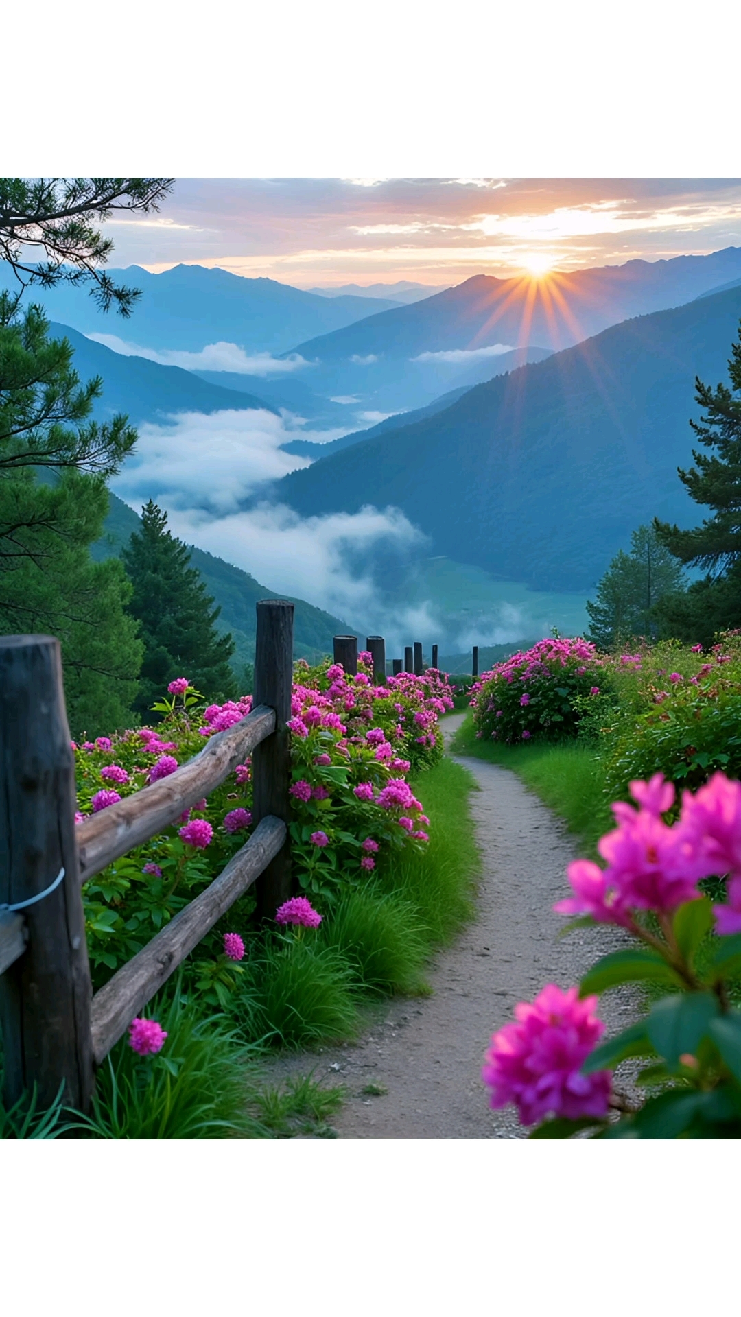 清晨山野宁静的风景