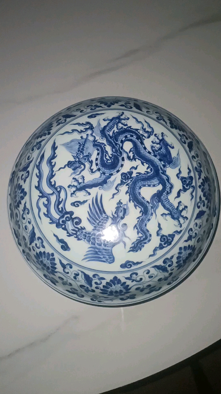 明代宣德青花龙凤捧盘
