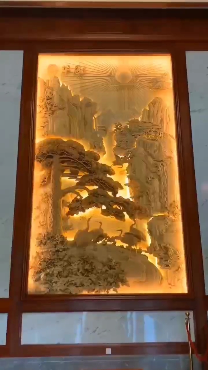 手工木雕黄山迎客松