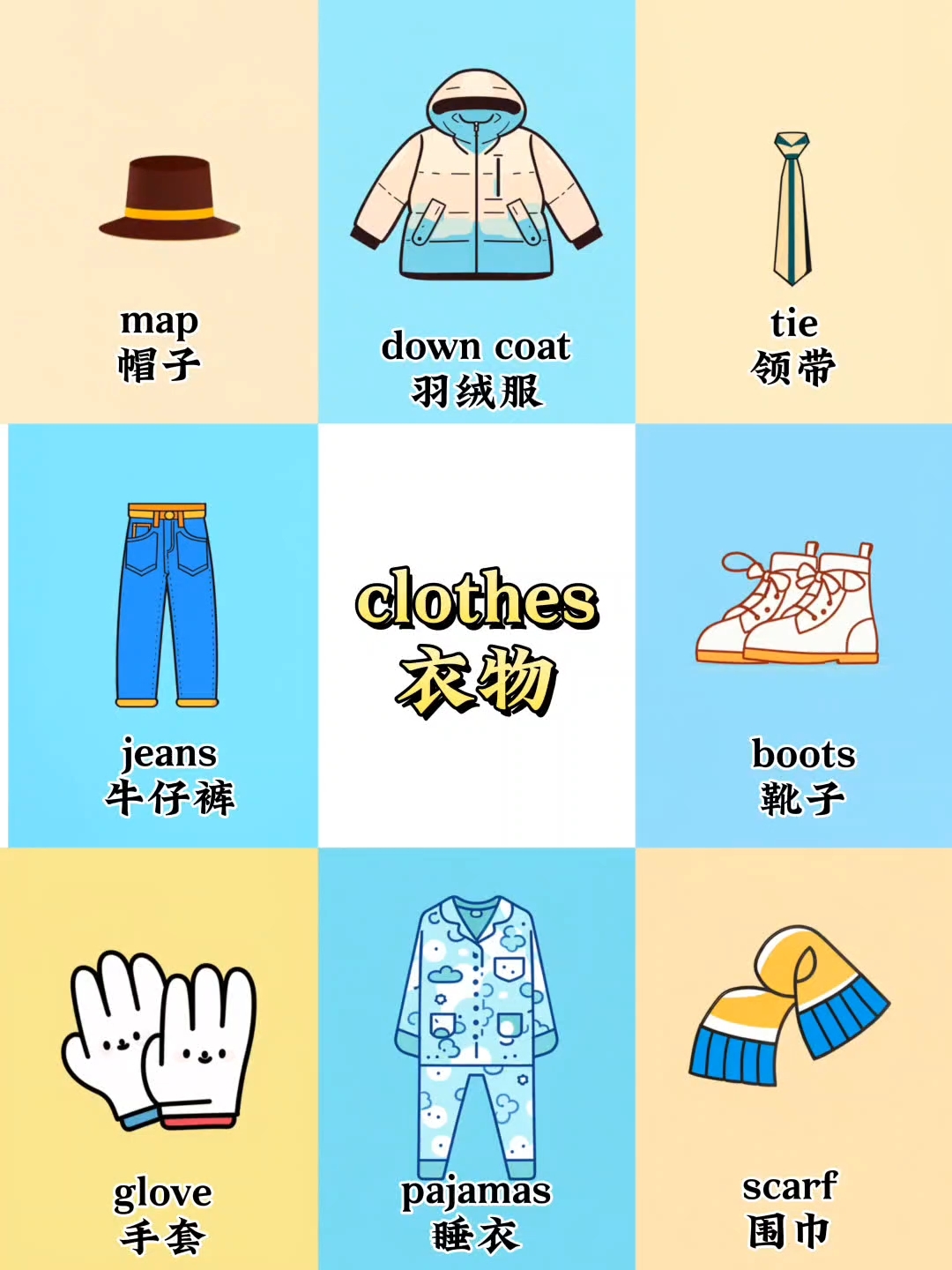 宝宝每日单词速记:clothes衣物