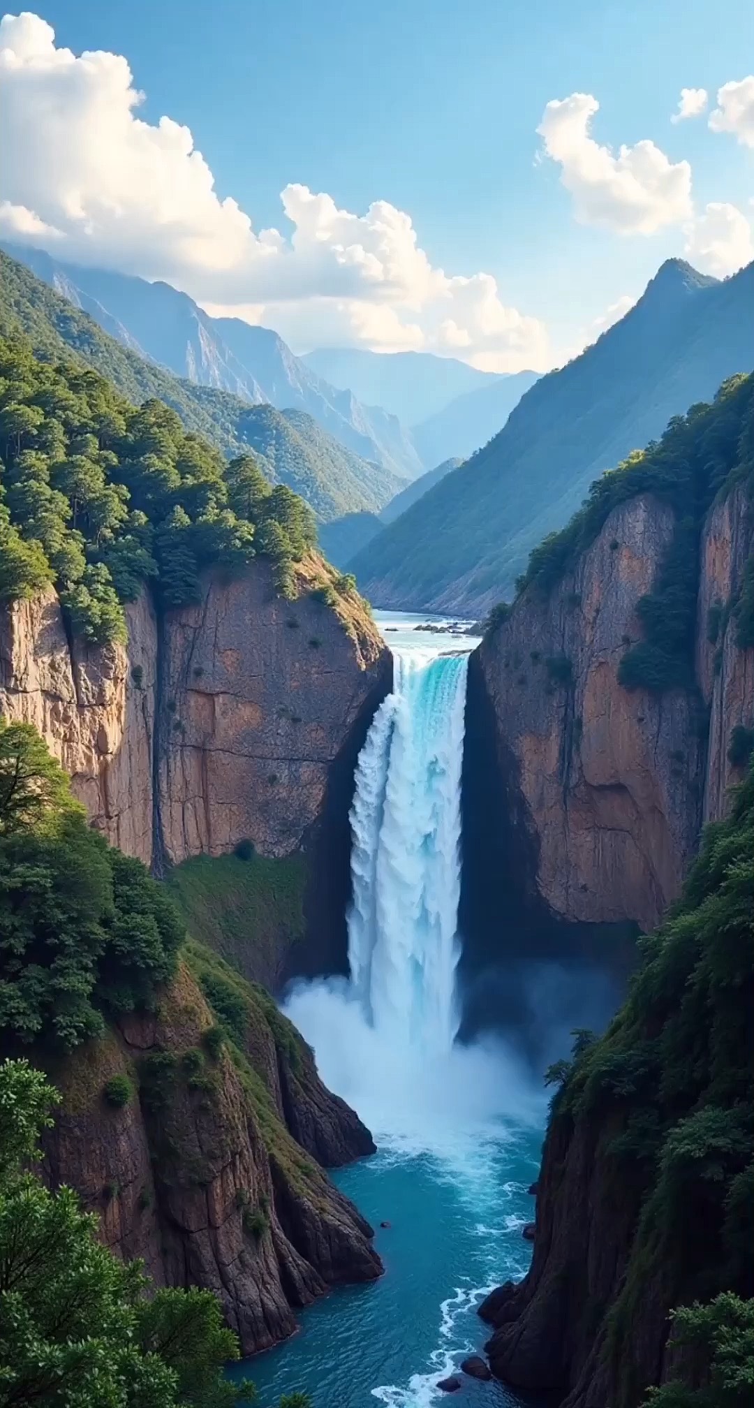 天霞瀑布自然景观