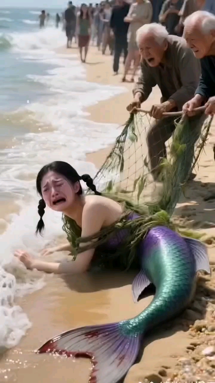 美人鱼被老头子抓住,看起来好可怜