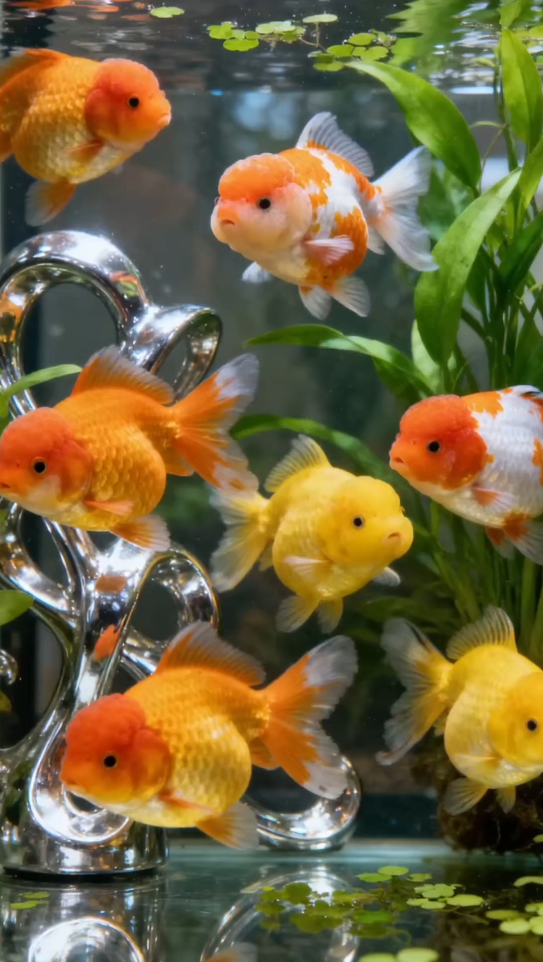 漂亮鱼缸里好多漂亮的金鱼!