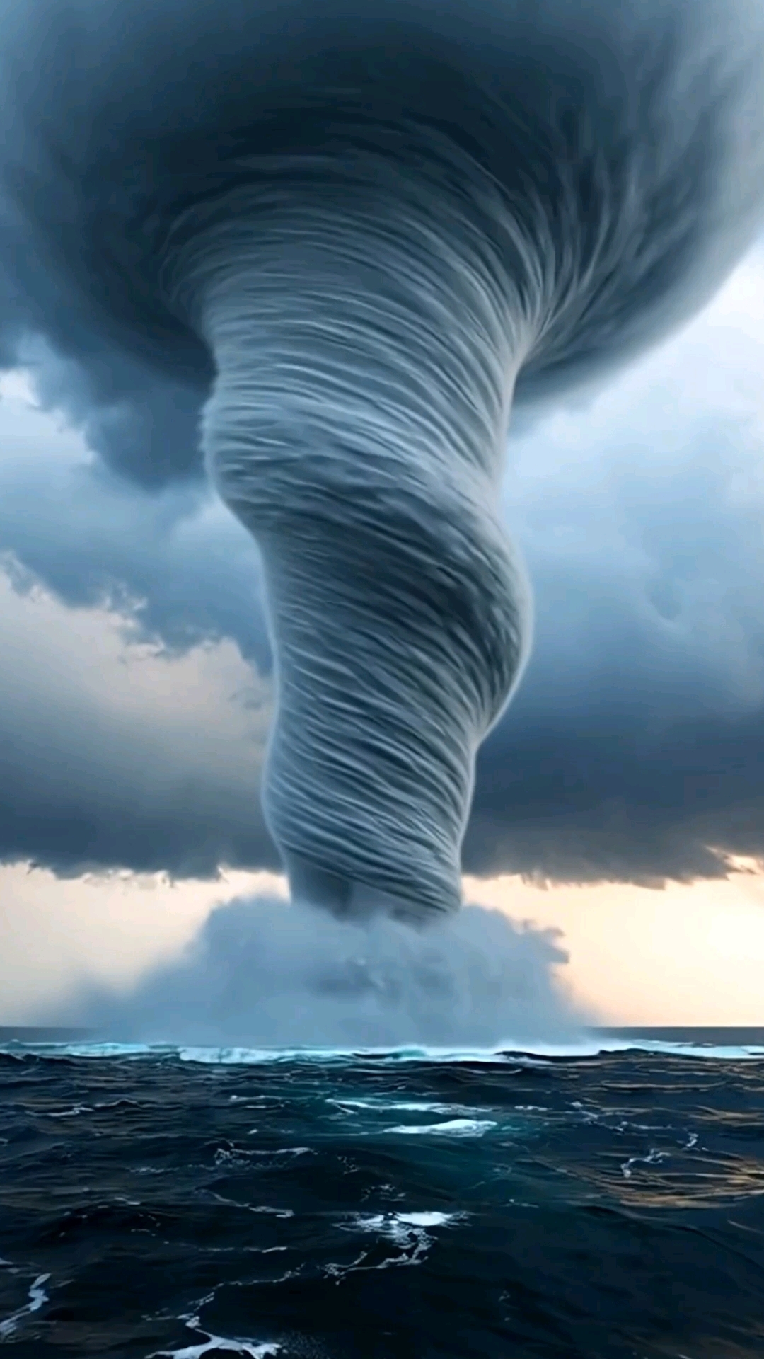 海上巨型海龙卷,卷起巨大螺旋水柱