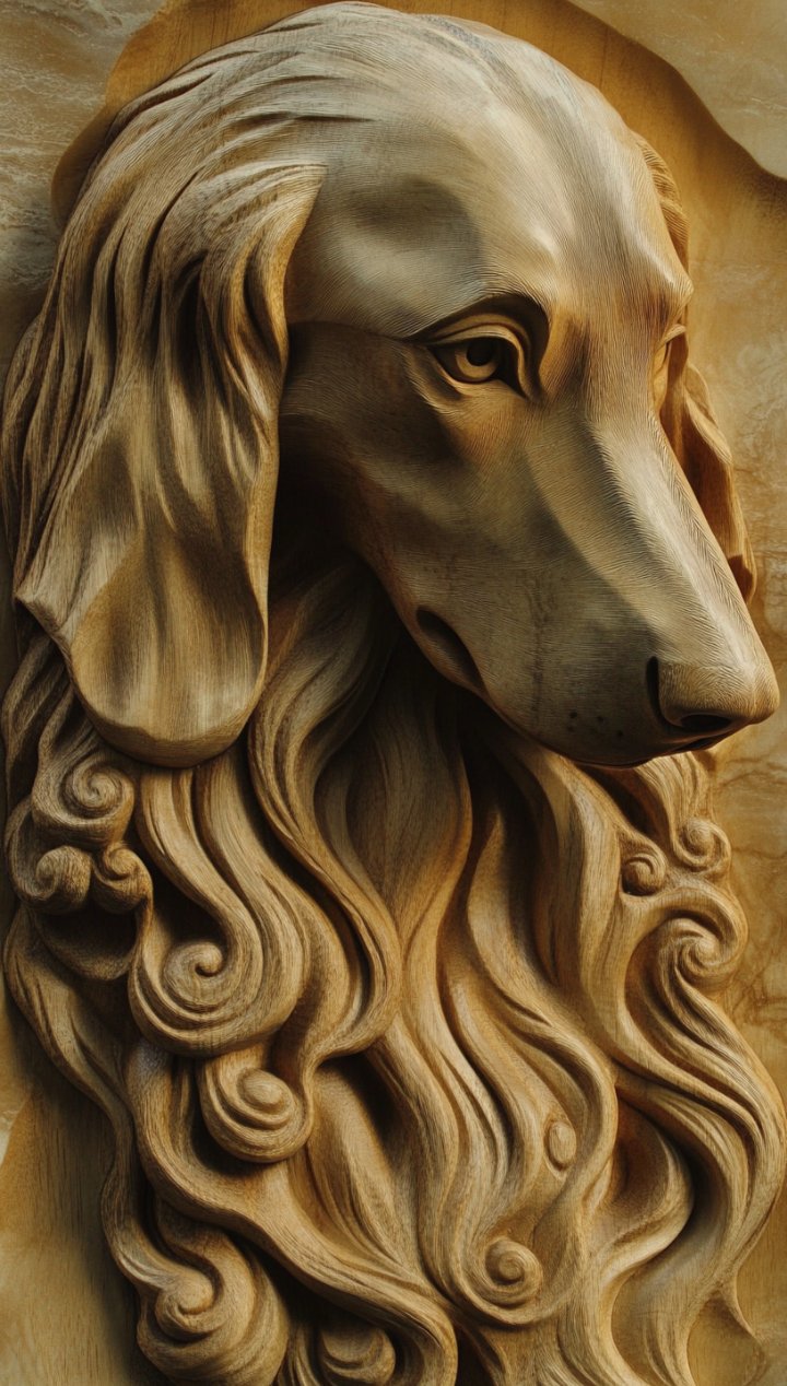 阿富汗猎犬木雕高清壁纸