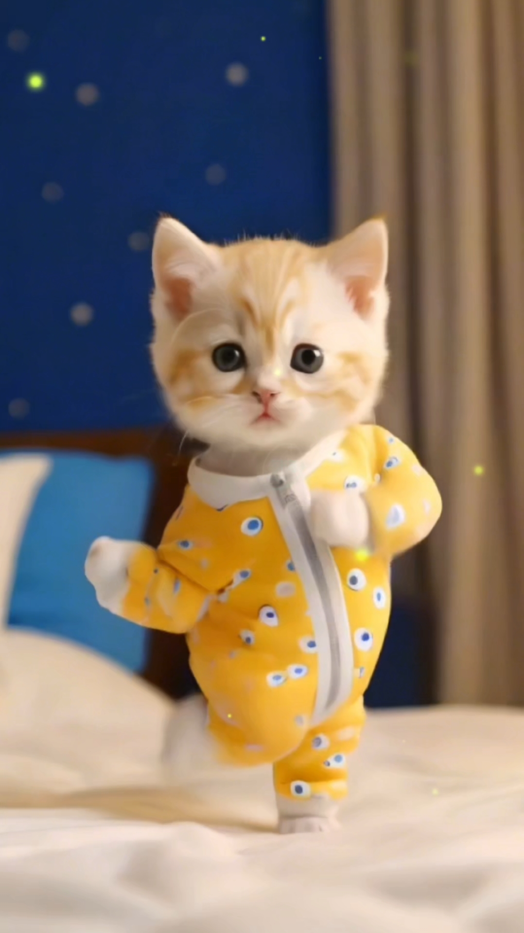 乖乖小猫咪在床上跳嘿嘿小土豆舞蹈