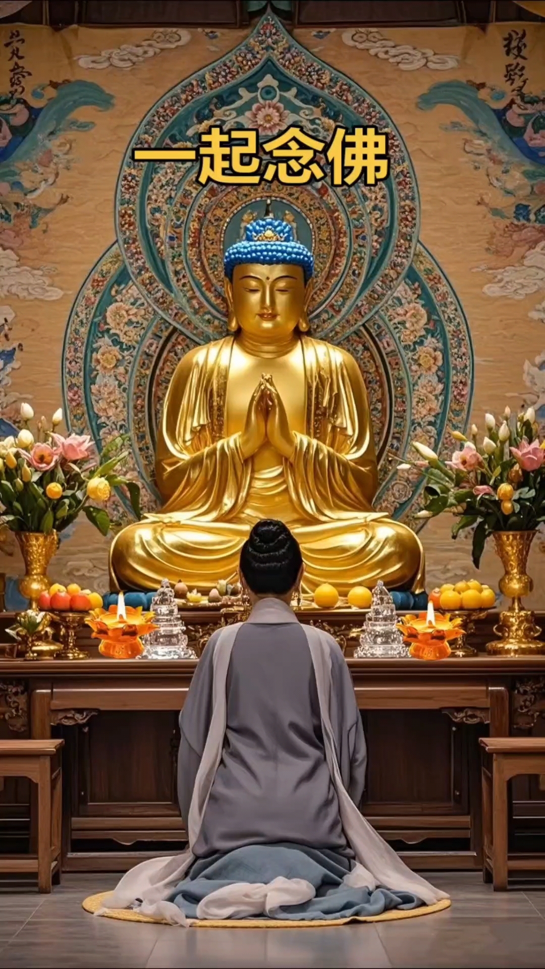 念佛拜佛,祈愿平安吉祥阖家安康