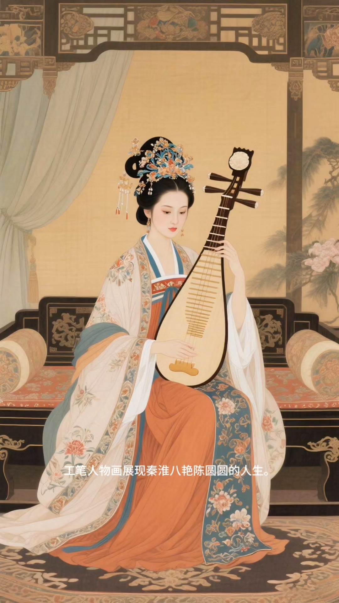 工笔人物画,秦淮八艳之《陈圆圆》原创ai作品