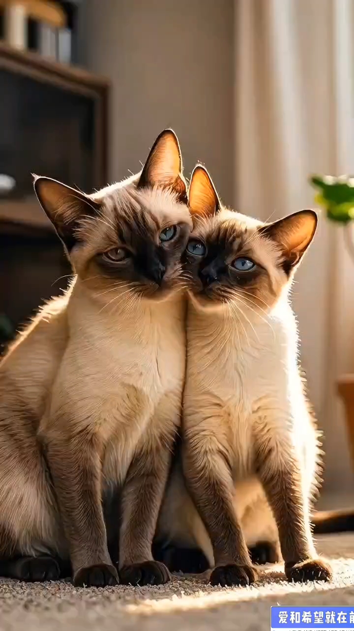 可爱的一对情侣猫咪