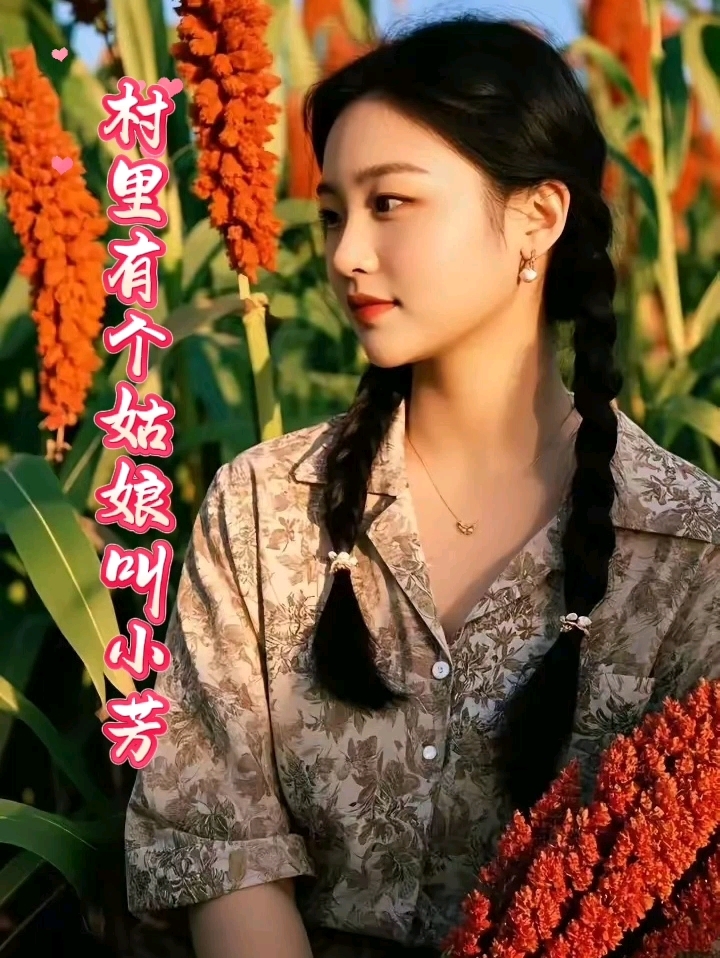 村里有个姑娘叫小芳,长得好看又善良,一双美丽大眼睛辫子粗又长