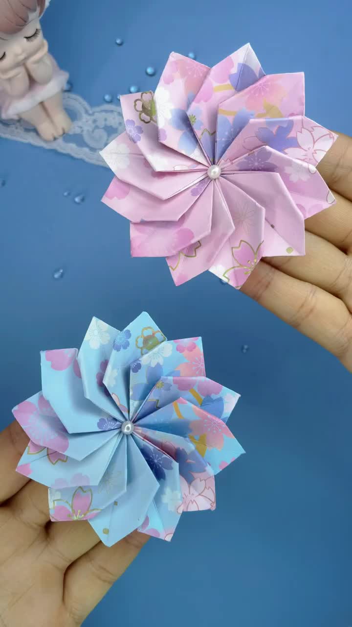 真的绝立体山茶花手工折纸,百花齐放