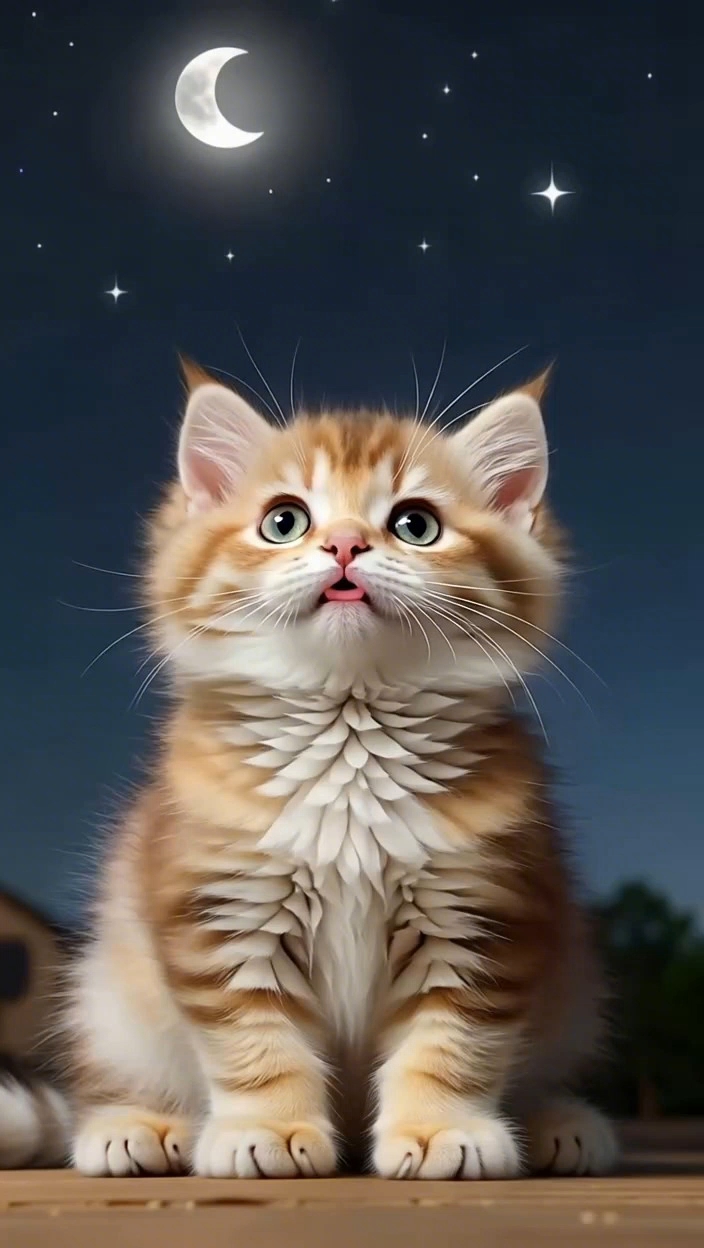 星空下的小萌猫
