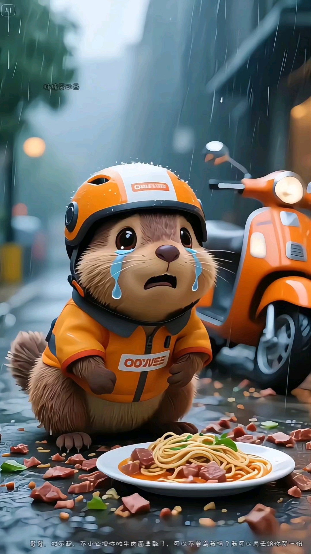 土拨鼠送外卖不小心把饭摔碎了