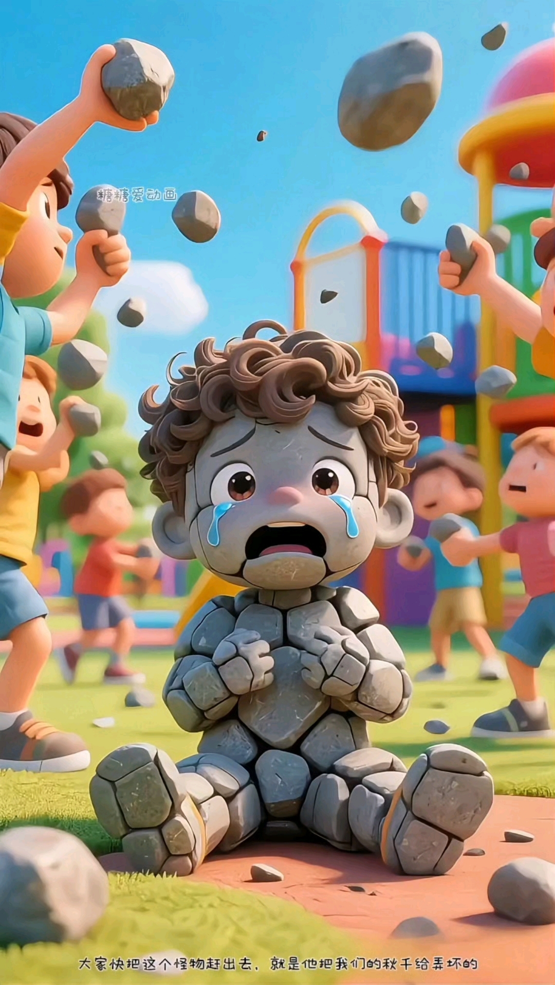 石头人小男孩救了小朋友
