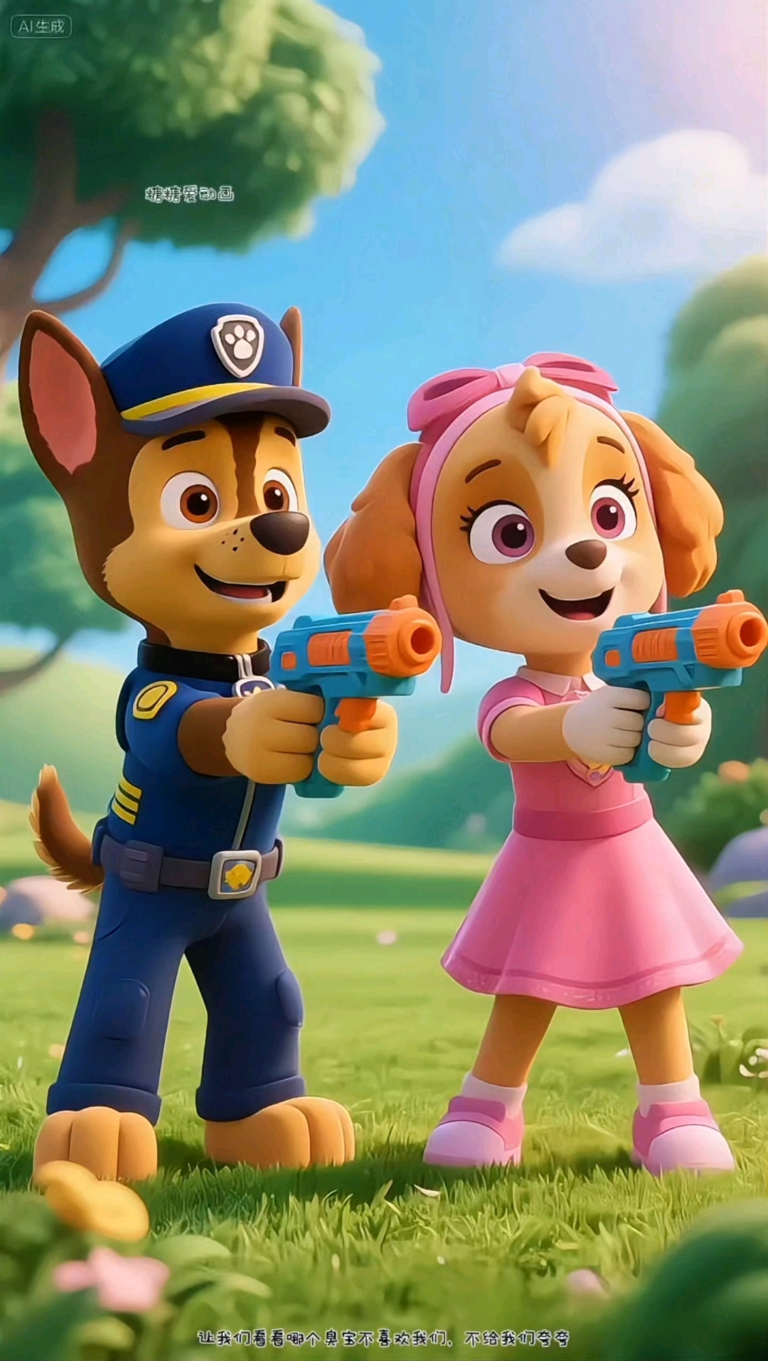 阿奇和天天开心的玩耍