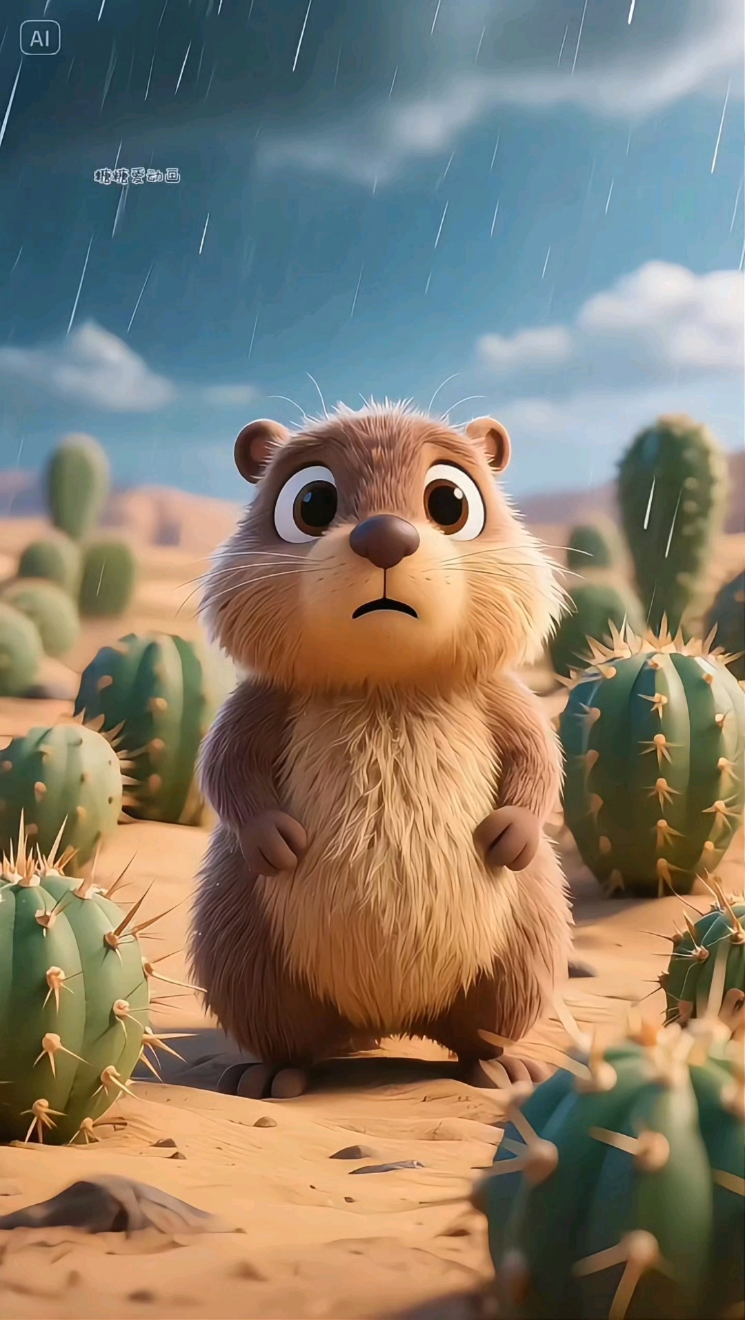 土拨鼠被仙人球砸到了