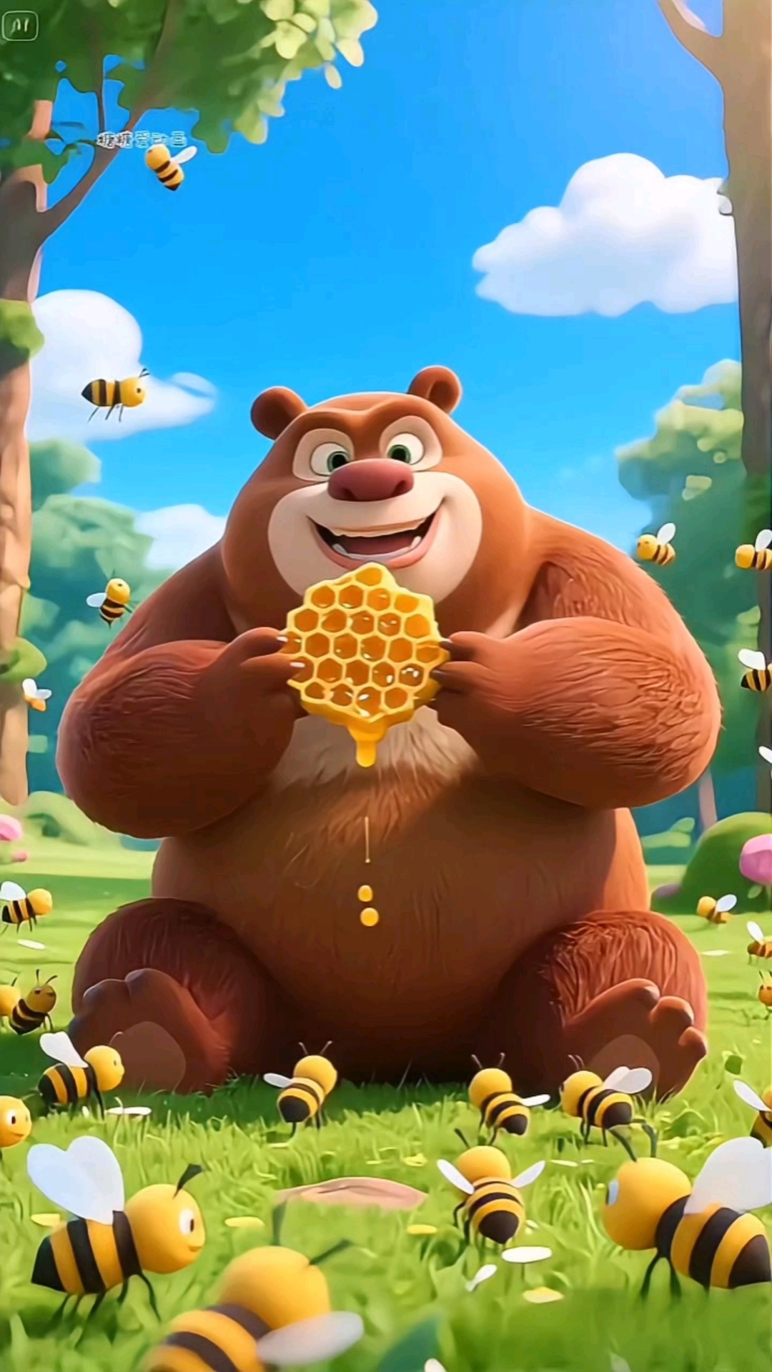 熊二偷吃小蜜蜂的蜂蜜