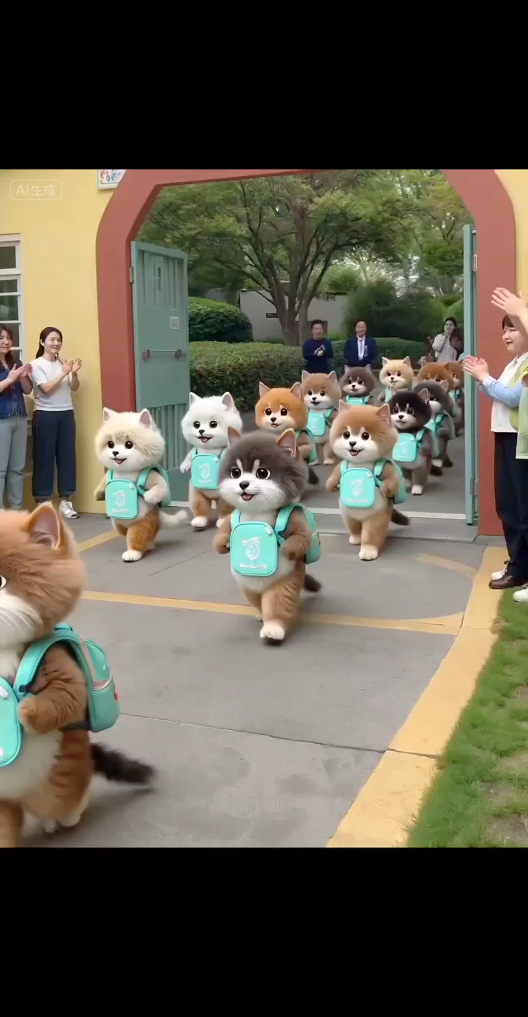 幼儿园小猫放学,小书包超甜!