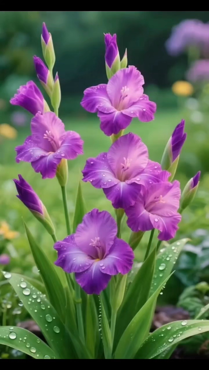 紫剑兰,夜色精灵,柔滑花瓣轻舞,芬芳迷人,点亮凝视的目光