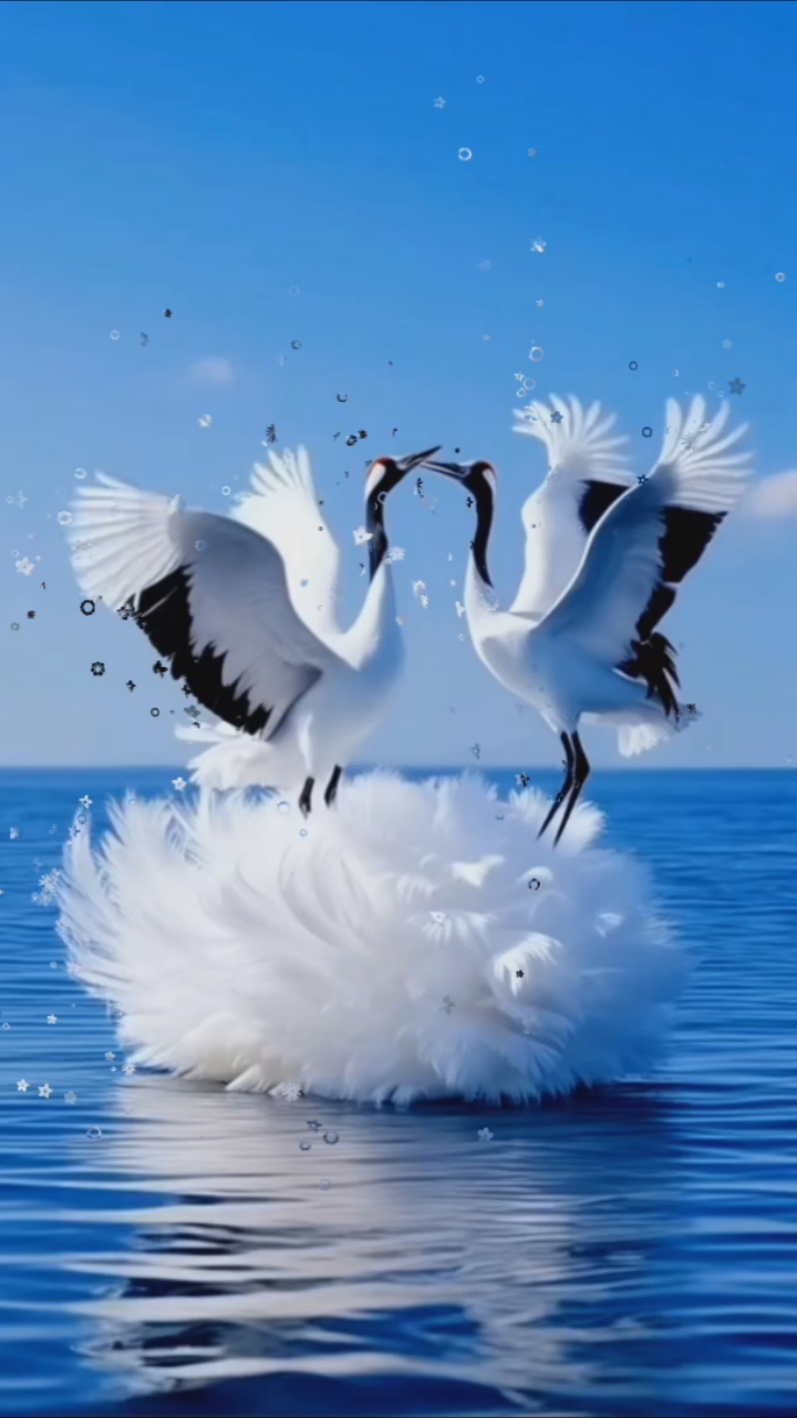 飞鹤展翅,爱情与浪漫,和谐共生,自然之美