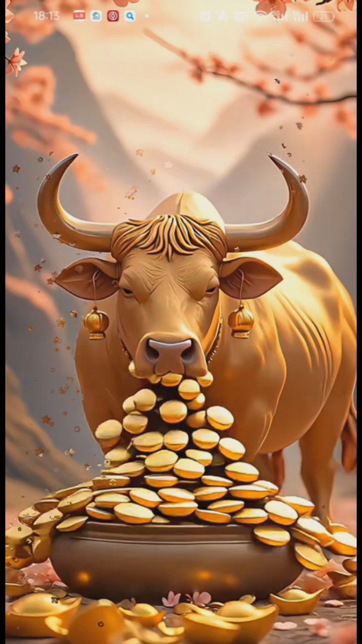 金牛吐币,扭转乾坤,牛气冲天,发财暴富