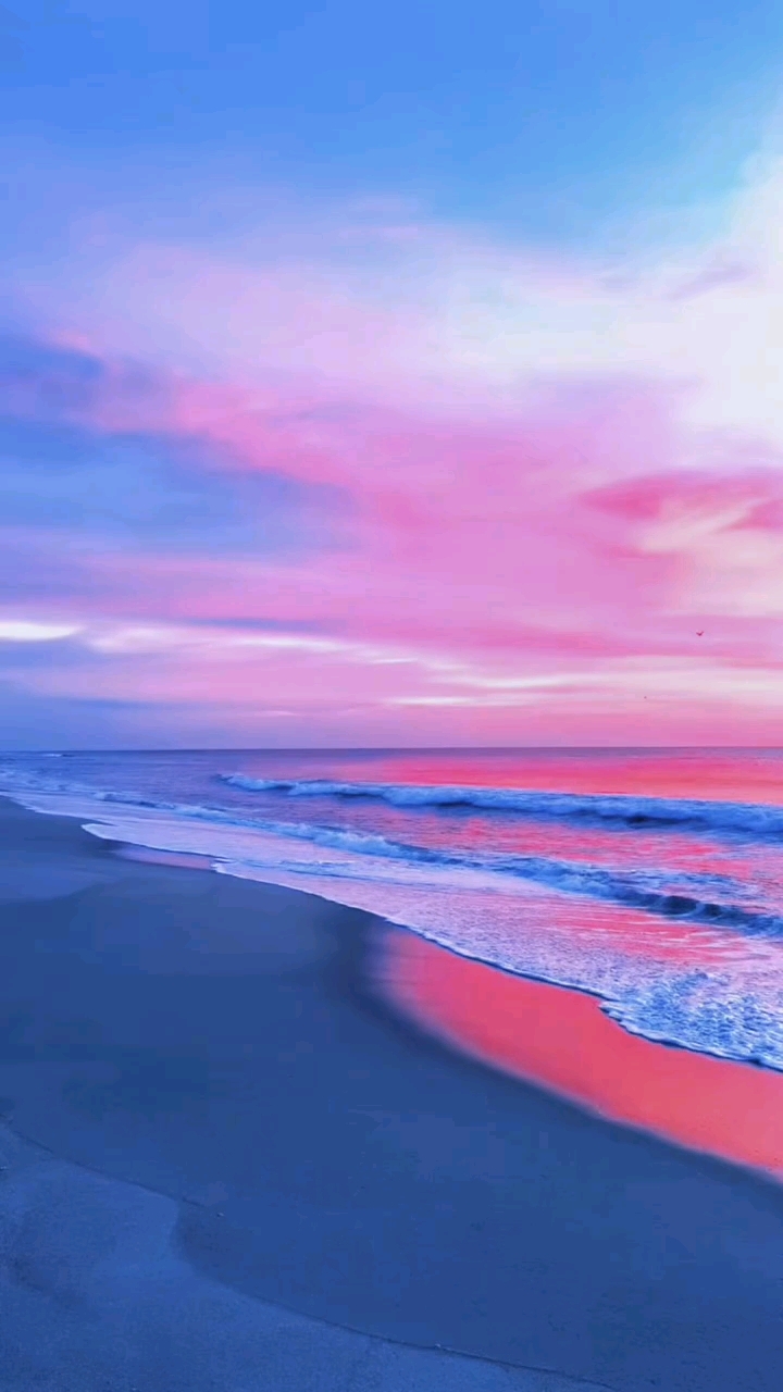 粉蓝交织的海边,浪漫至极!