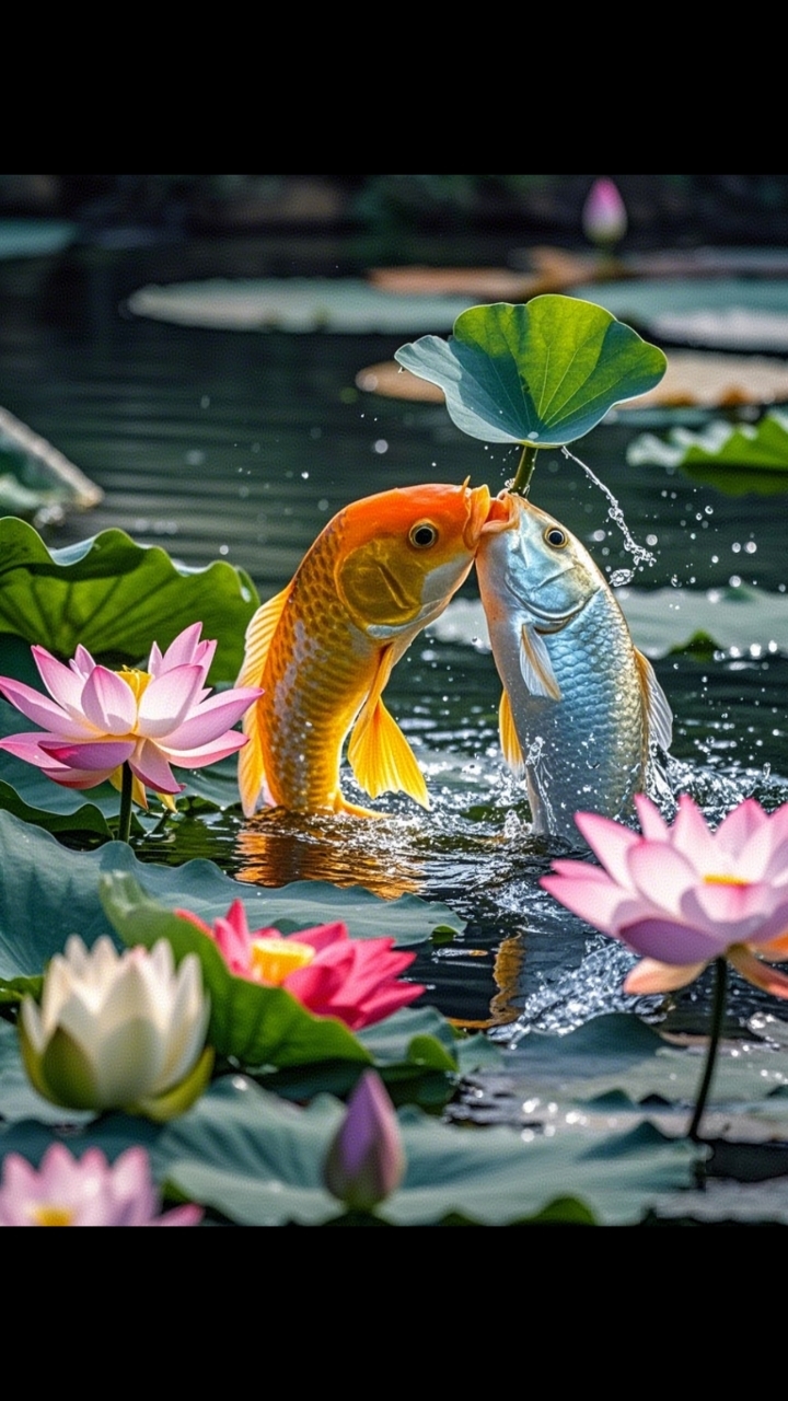 看这两条鱼,在水里嬉戏,生活就该像它们一样无忧无虑