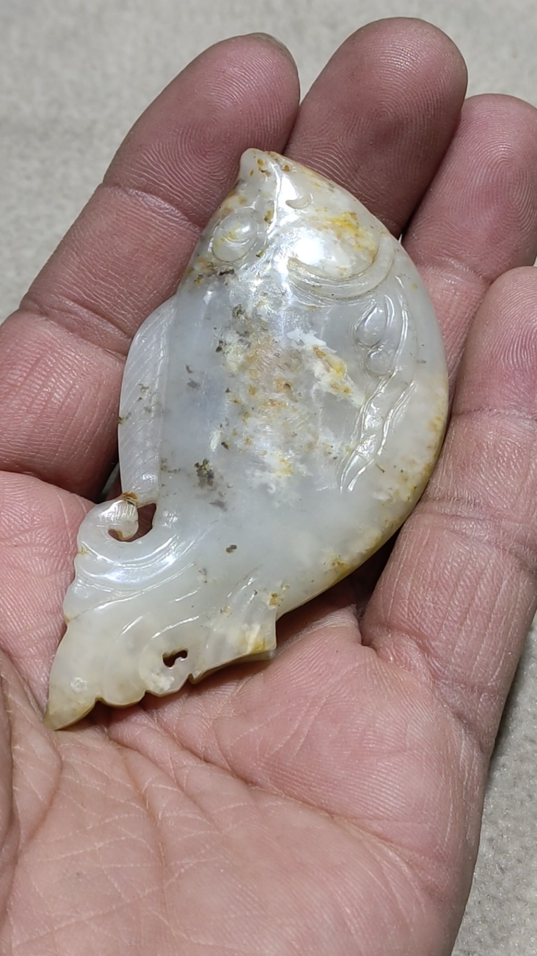 高古玉器战汉和田白玉鱼