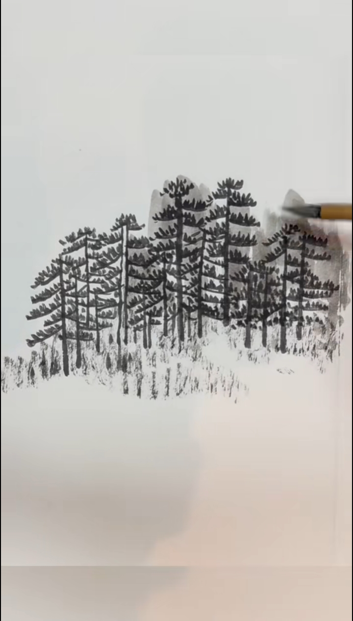 国画树怎么画,树的写意画法 ,看上去有点乱,乱中取胜