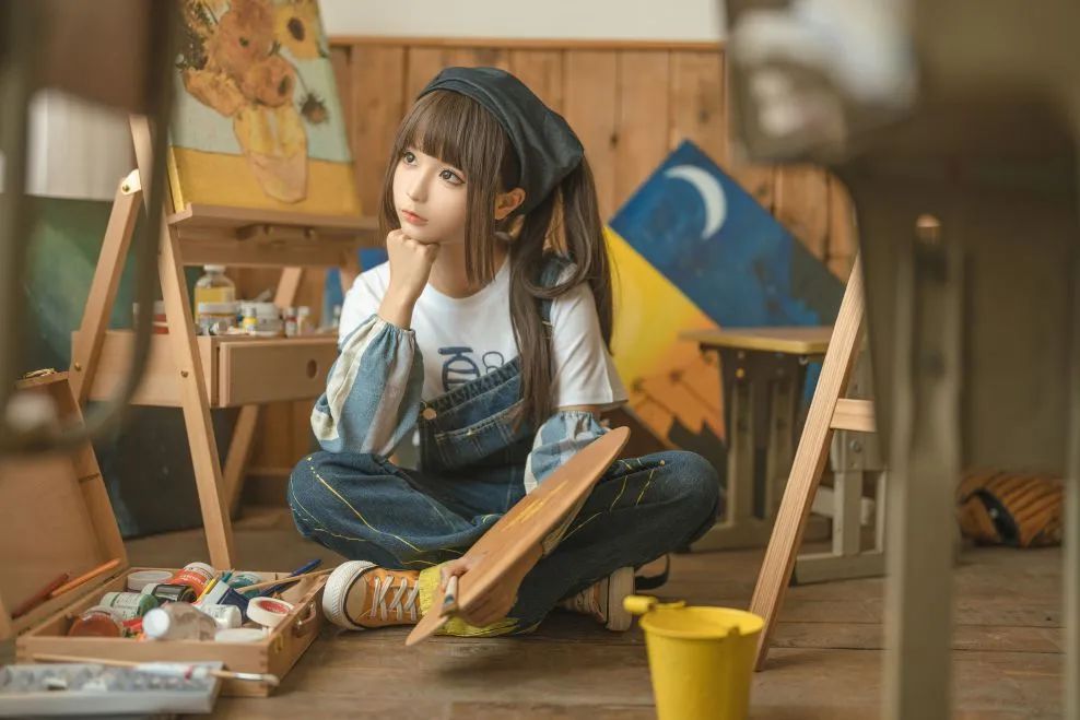 蠢沫沫cos小画家美图赏|小葵花妈妈课堂开课啦