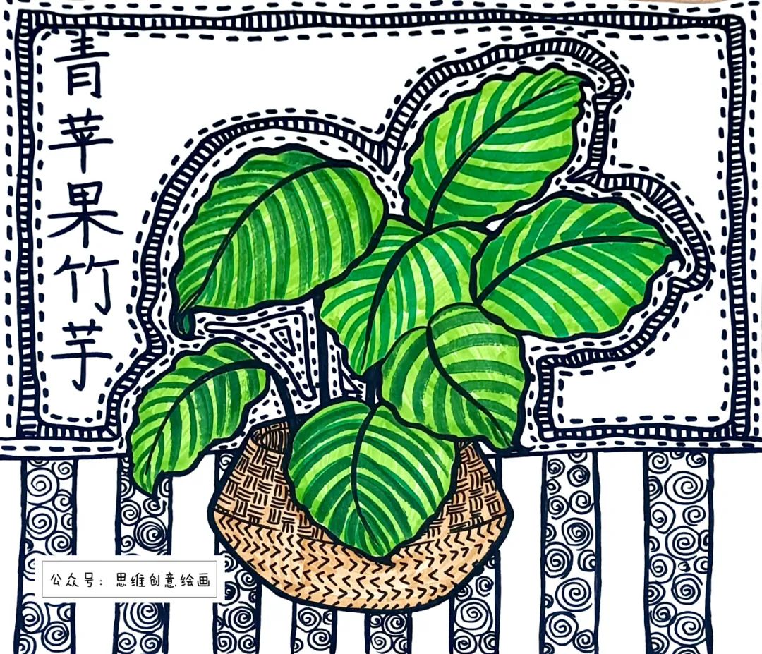 青苹果竹芋 创意儿童画