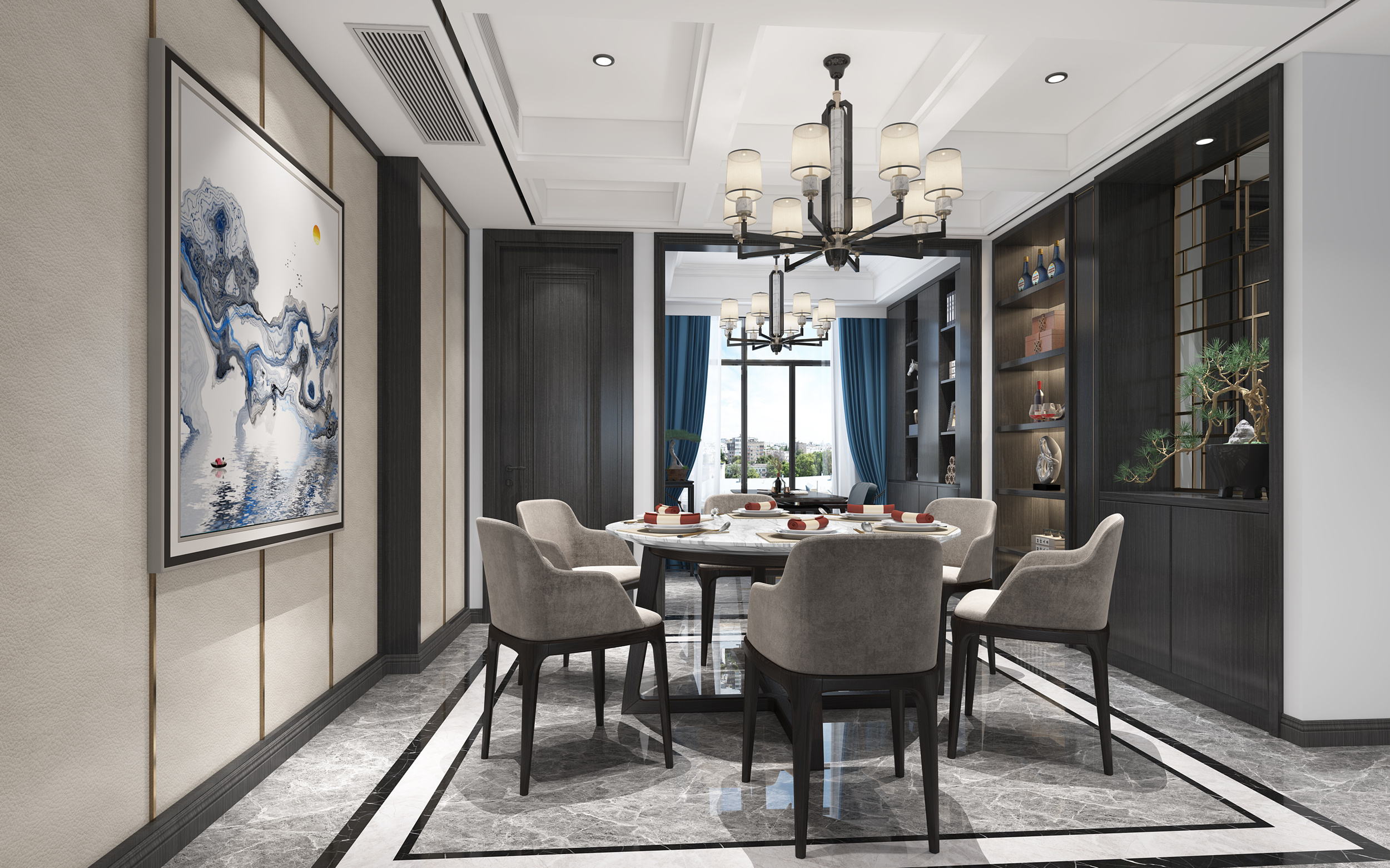 湖海城市花园 新中式 装修设计