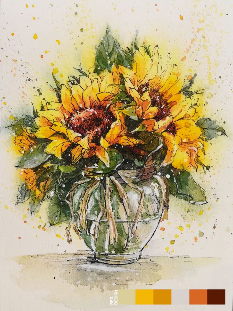 水彩钢笔淡彩向日葵 成年人之间,我一旦不信任你,你后续再做多少补救