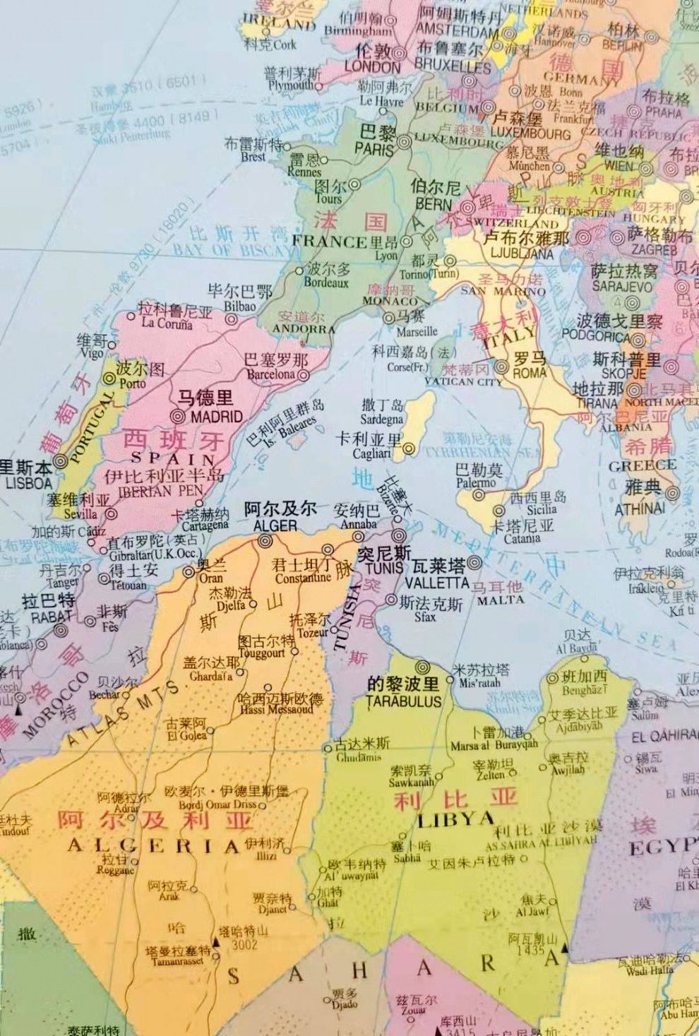 利比亚位置,锡德拉湾按阿拉伯语标注为苏尔特湾