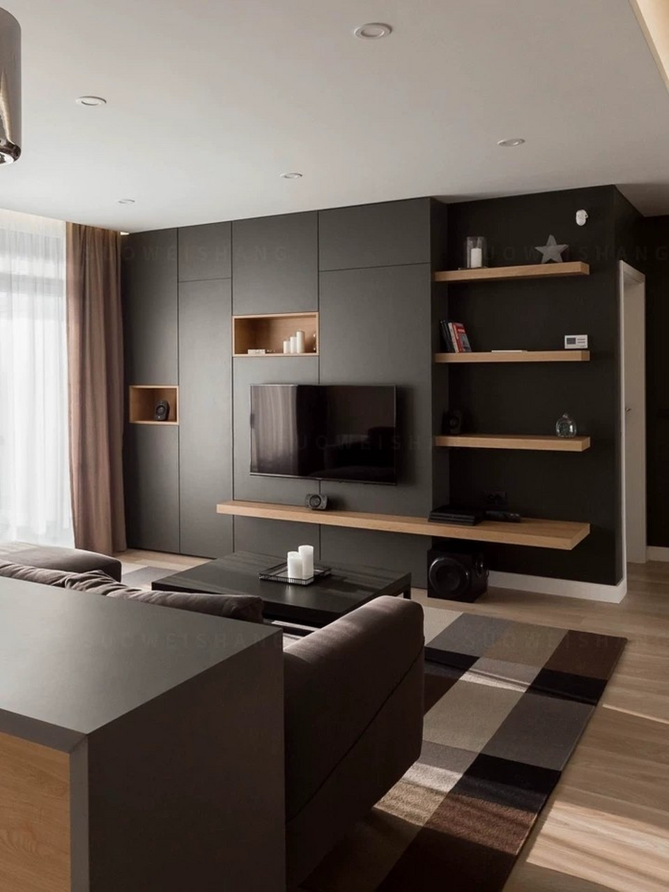 超现代的电视背景柜,有喜欢可以完美复刻