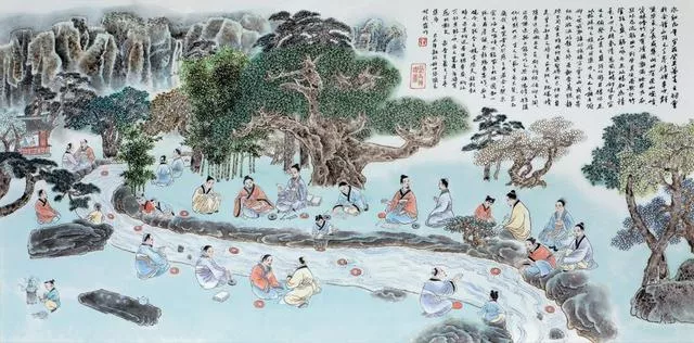 公元353年4月22日(晋永和九年三月初三,王羲之与友人谢安,孙绰等四十