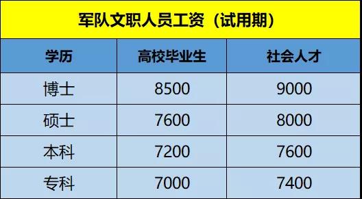 文职人员工资参照同等级别的现役军官,有统一的工资制度.