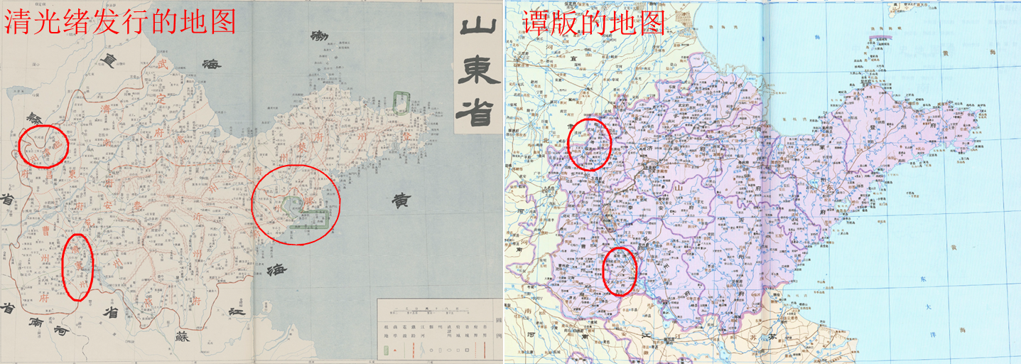 光绪时期发行的地图和谭版地图对比,多了一个直隶州