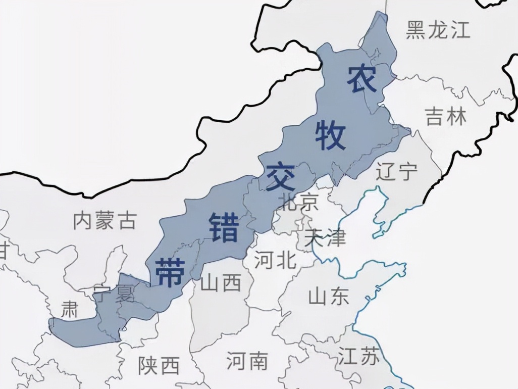 中国农牧交错带地图,图源:可视化星球