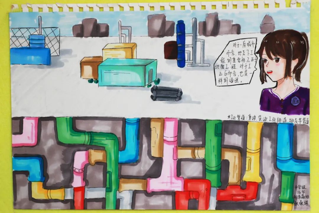 保定市美术中学——高二学子参加地下管线科普绘画比赛
