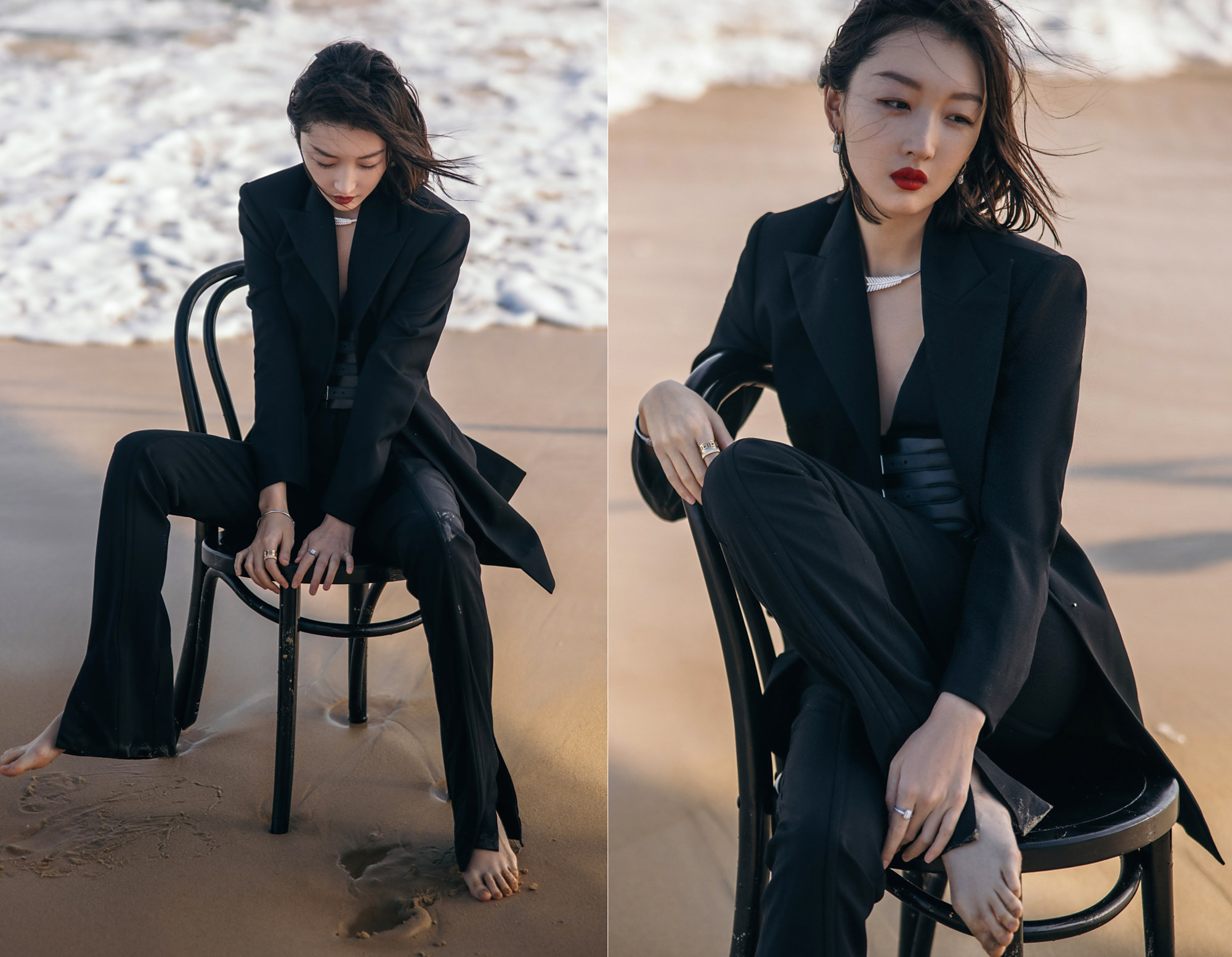 拥有超模比例的娇小女子:周冬雨全黑穿搭,用实力呈现时尚魅力