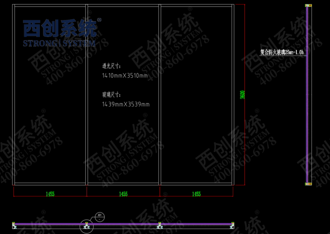 45mm系列1h极致纤细锐利尖角矩形精密钢精品钢防火玻璃幕墙系统