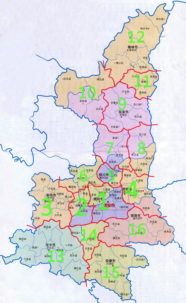 陕西市县分布地图图片