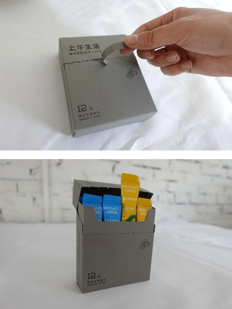 精品免煮纯咖啡 撕拉盒包装,开箱更有仪式感,里面是条装咖啡,拿取更