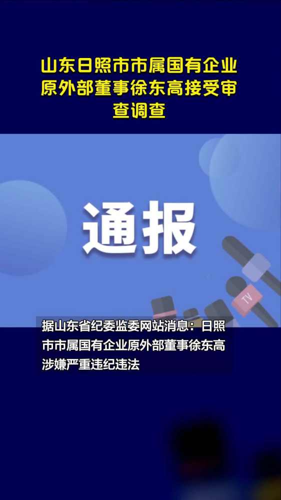 山东日照市市属国有企业原外部董事徐东高接受审查调查,社会,政法,好看视频