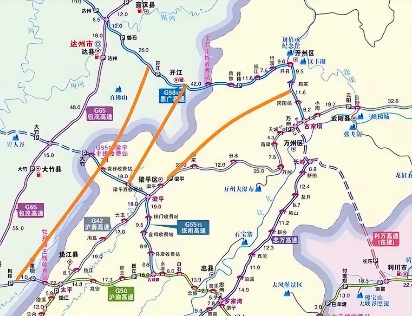 这条高速被认为是g42梁平至万州段扩能工程,路线更直,行程更短